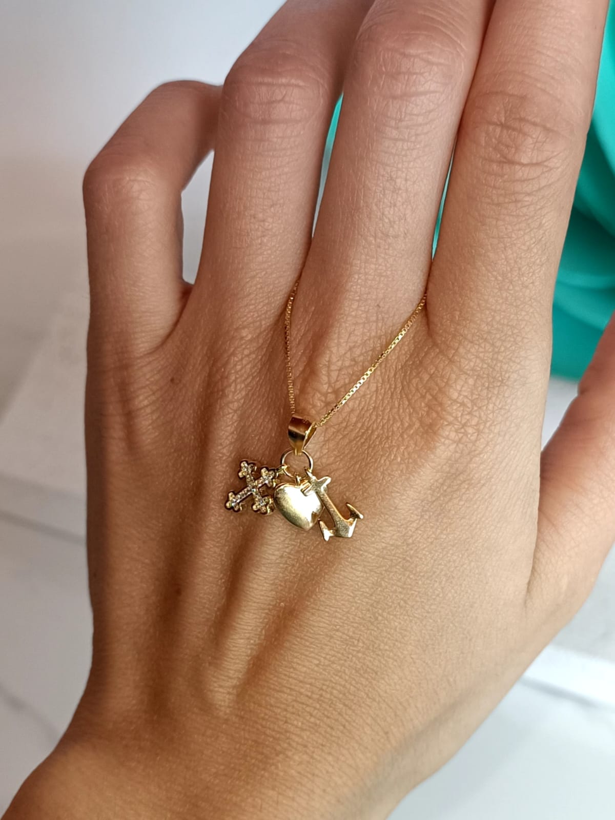 Collana Fede Speranza e Carita' con tris in argento 925.