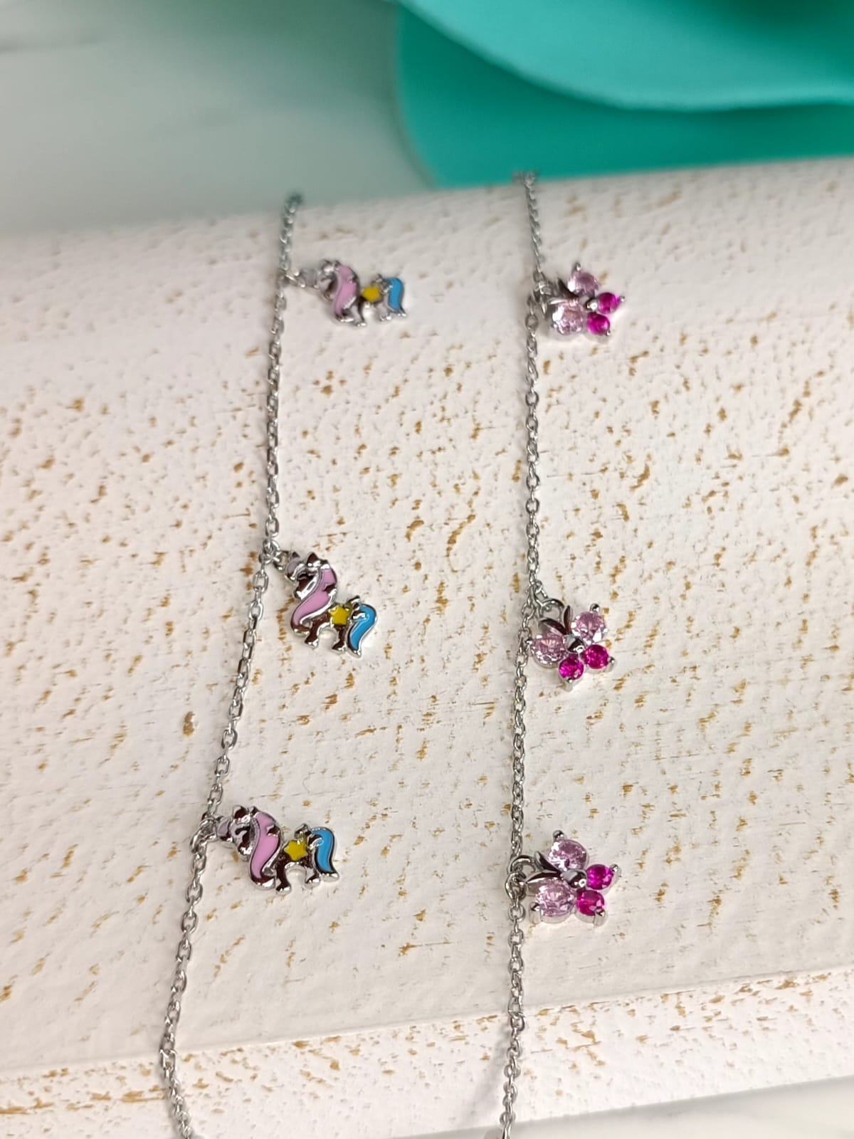 Bracciali bimba Unicorno e Farfalle in argento 925.