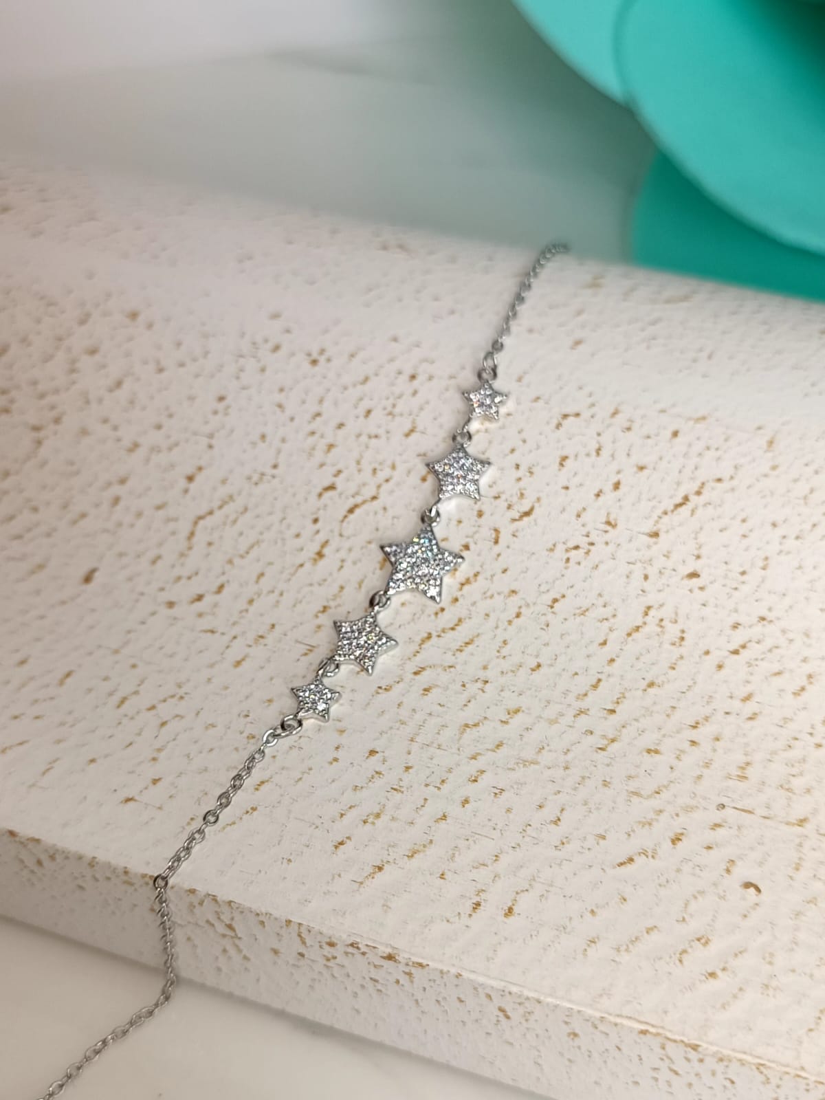 Bracciale elegance Stelle e Cuori in argento 925 e zirconi extra withe lavorazione pavè.
