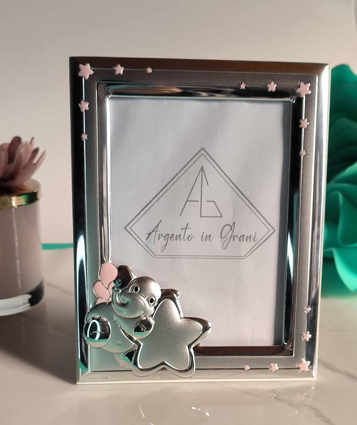 Cornice portafoto in Argento bimba Elefante con stella cm 9x13.