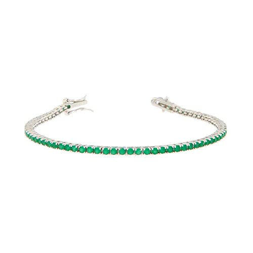 Bracciale tennis verde in argento 925 e zirconi
