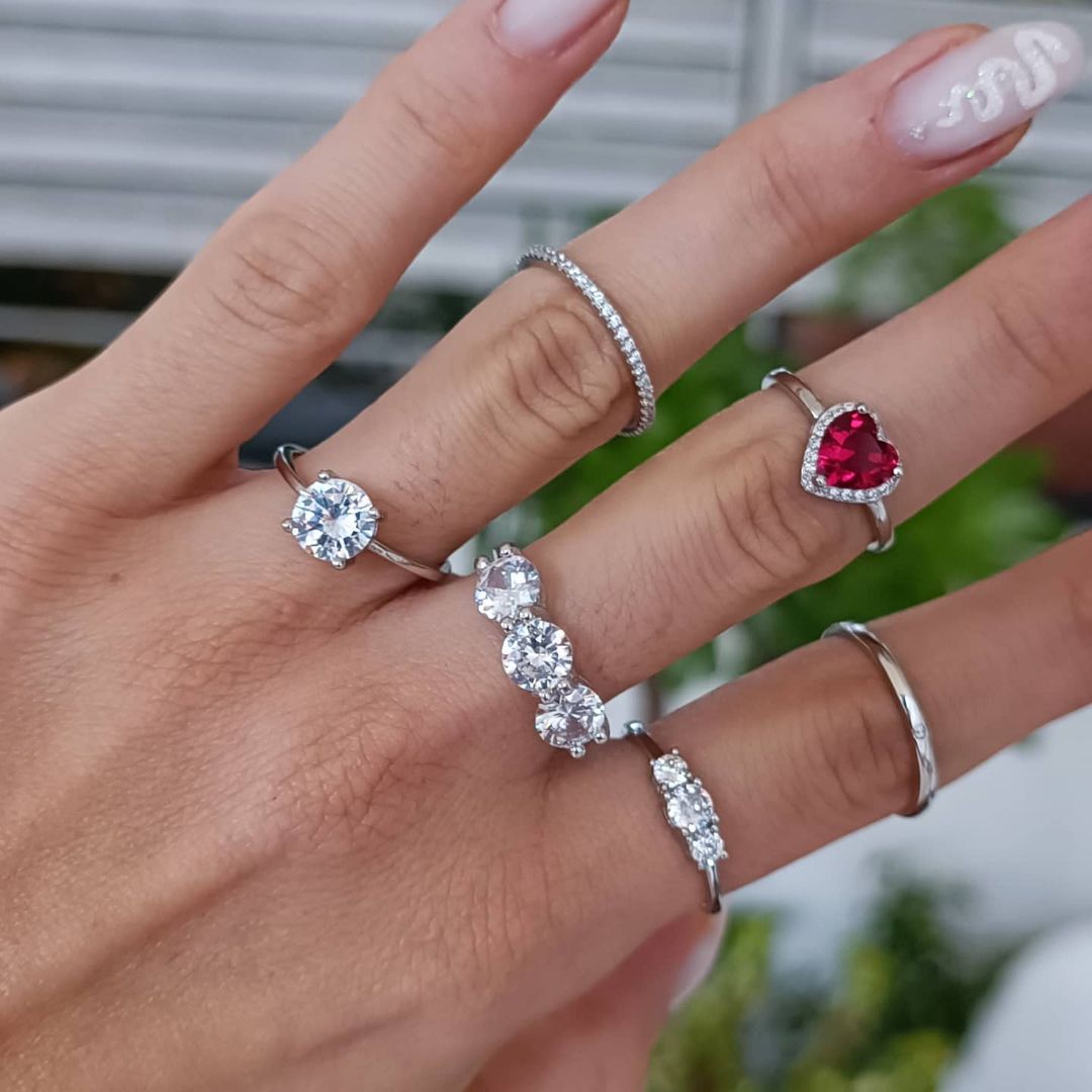 Bandring mit Brillant in 925er Silber