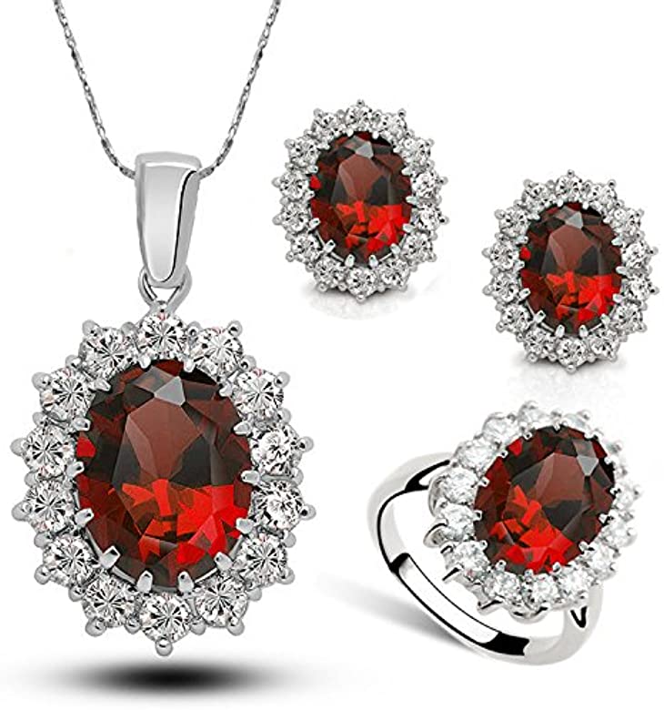 Parure Kate rubino in Argento 925 e zirconi