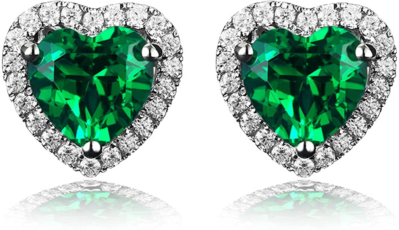 Orecchini Lady D cuore verde in argento 925 e zirconi