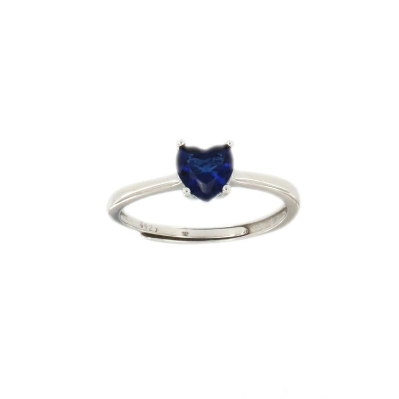 Schöner blauer Herzring in 925er Silber Einstellbar