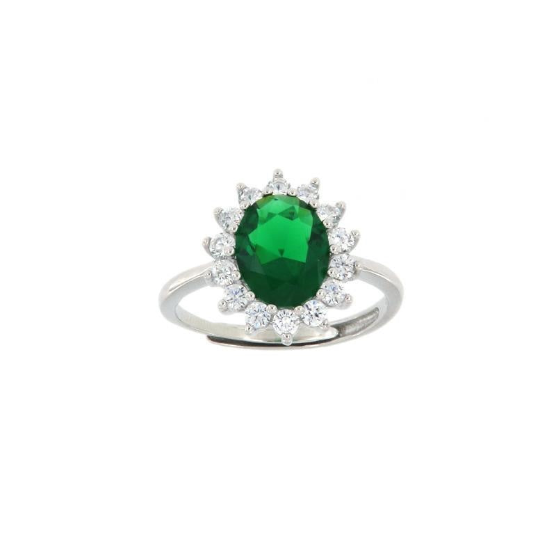 Anello Kate smeraldo in argento 925 e zirconi