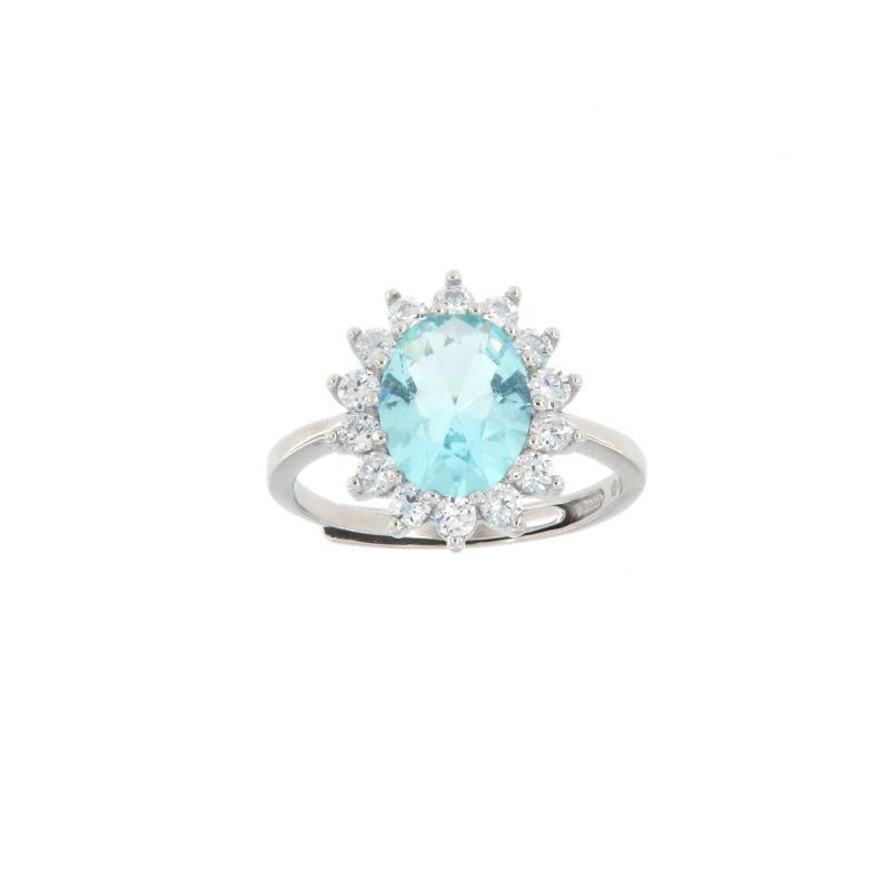 Anello Kate Acquamarina in argento 925 e zirconi Regolabile