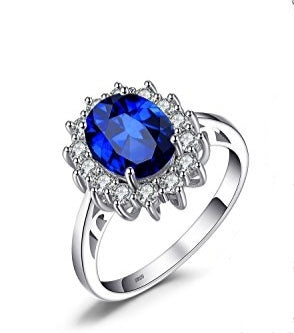 Anello Kate zaffiro blu in argento 925 e zirconi
