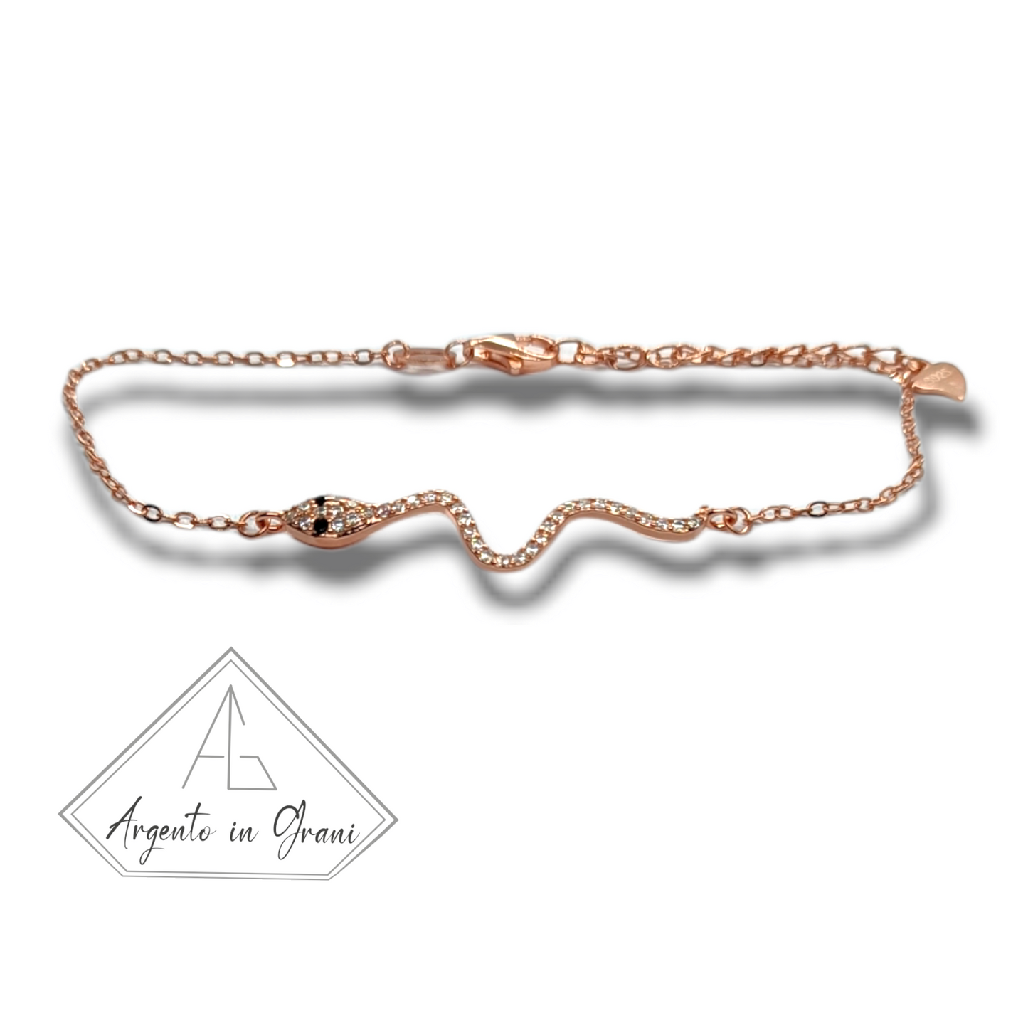 Bracciale Snake serpente in argento 925 e zirconi Regolabile