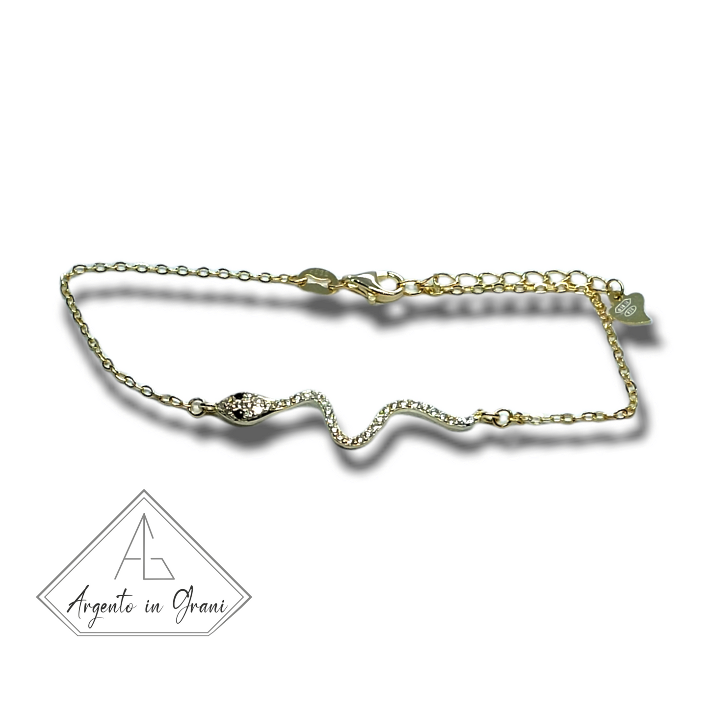 Bracciale Snake serpente in argento 925 e zirconi Regolabile