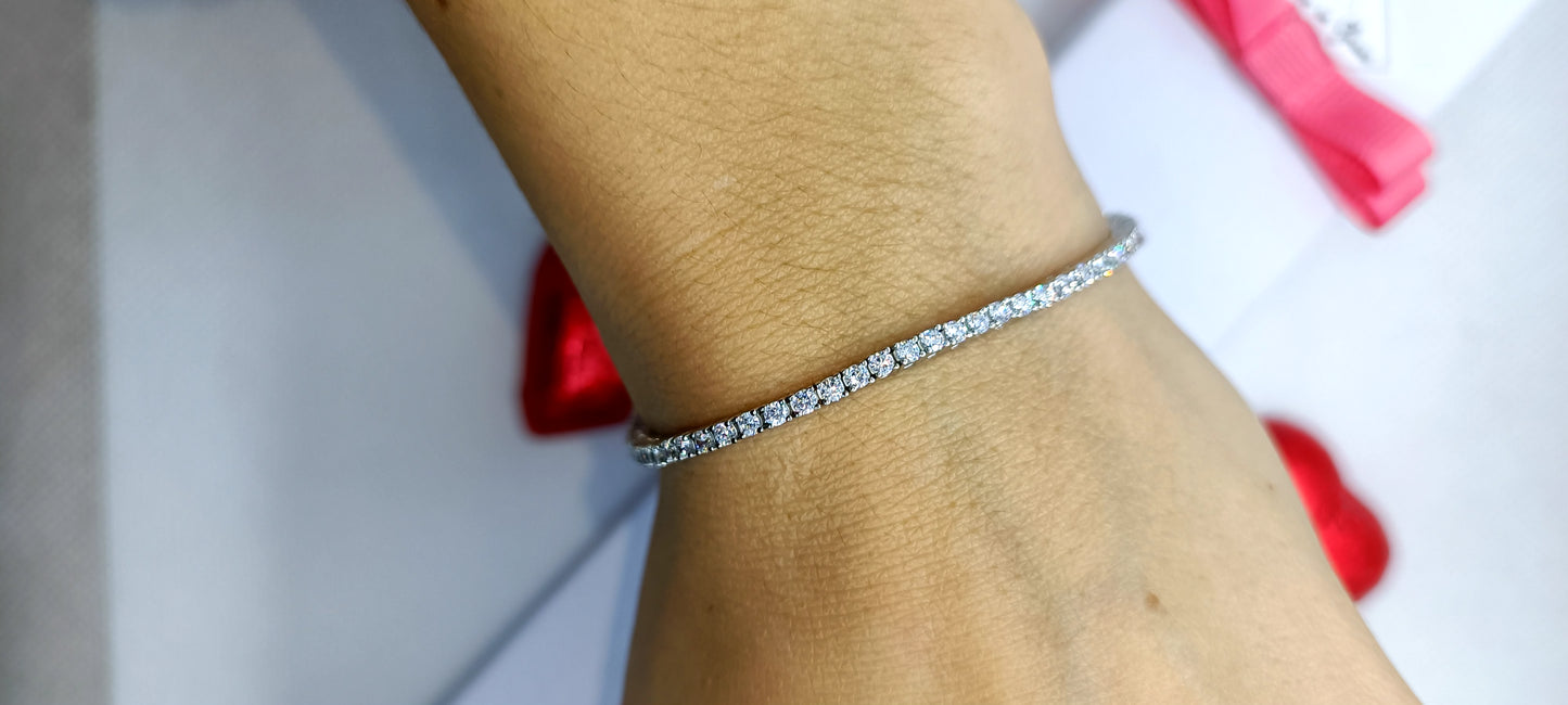 Bracciale tennis bianco in argento 925