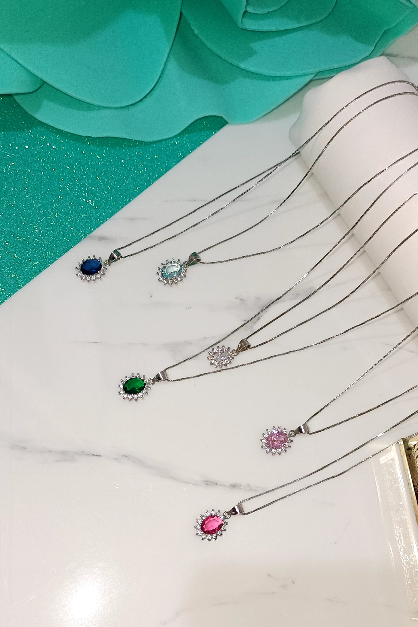Collana Kate rosa in argento 925 e zirconi