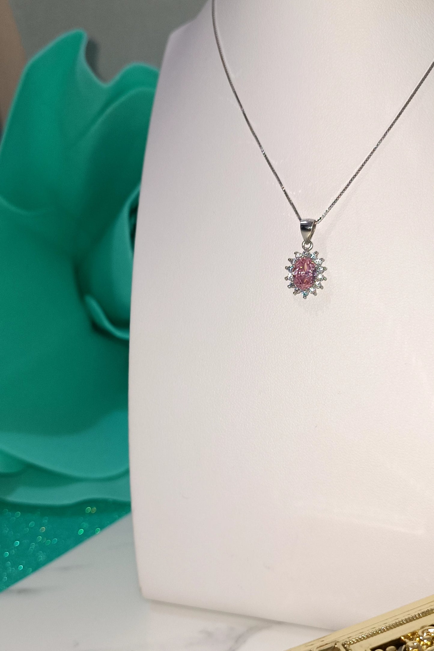 Collana Kate rosa in argento 925 e zirconi