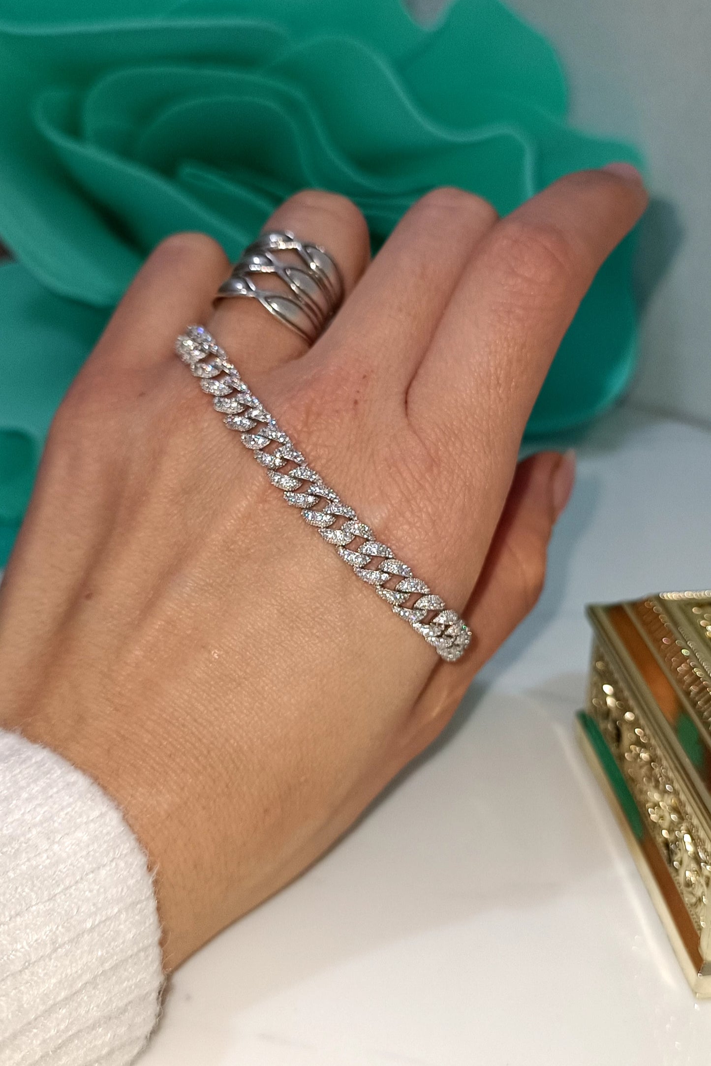 Bracciale Grumetta pavé in argento 925 e zirconi.