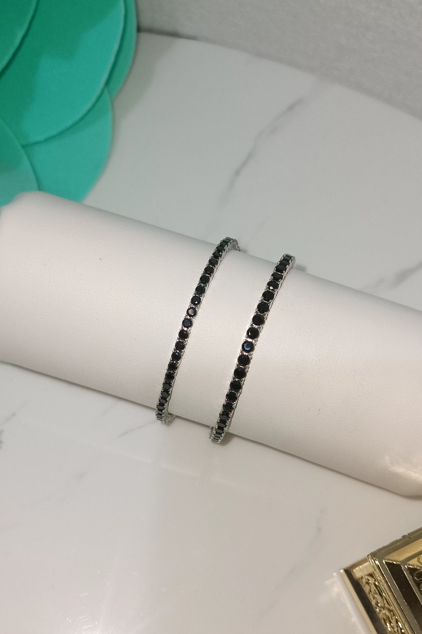 Bracciale tennis 3 mm in argento 925 e zirconi neri
