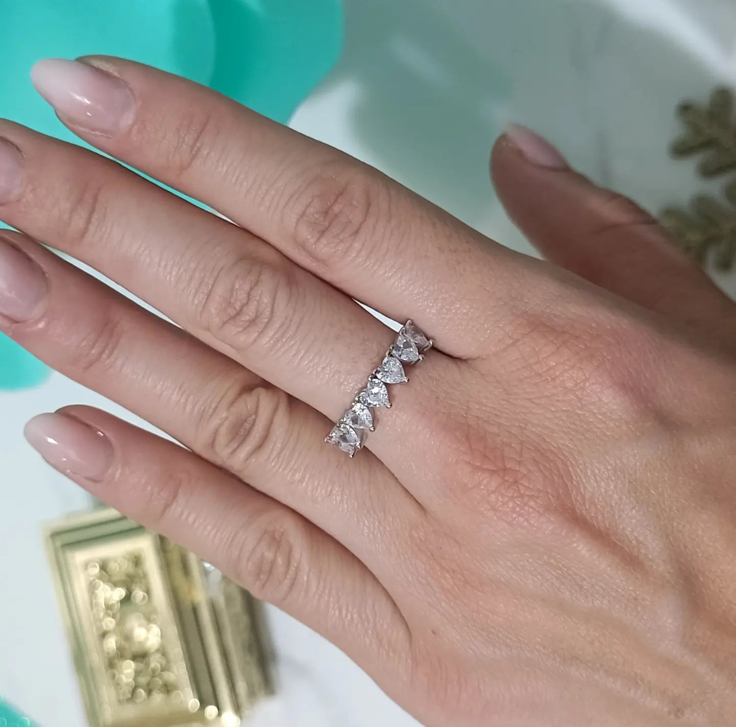 Anello veretta di cuori in argento 925 regolabile