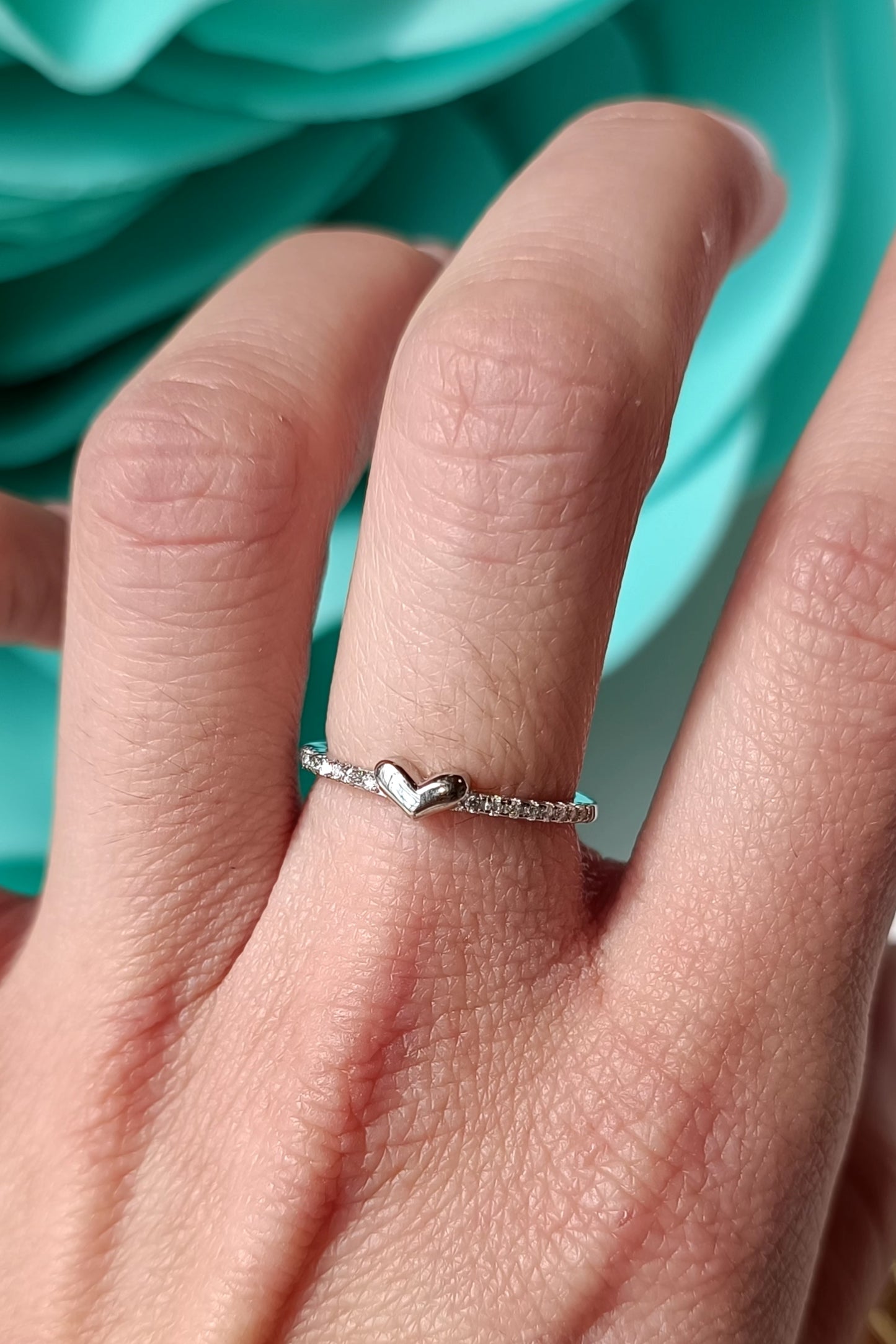 Anello lovelyno con cuore in argento e mezza veretta