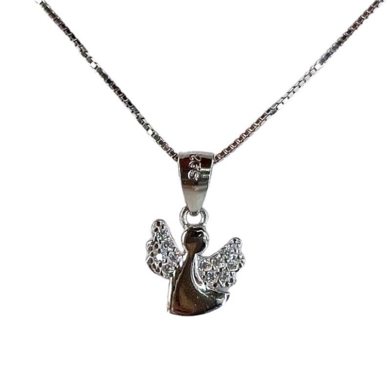 Collana angelo custode in argento 925 e lavorazione pavé .