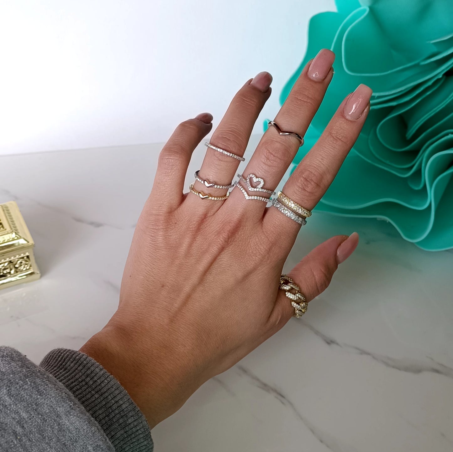 Anello cuore "Dolcissimo amore" in argento 925 e zirconi regolabile