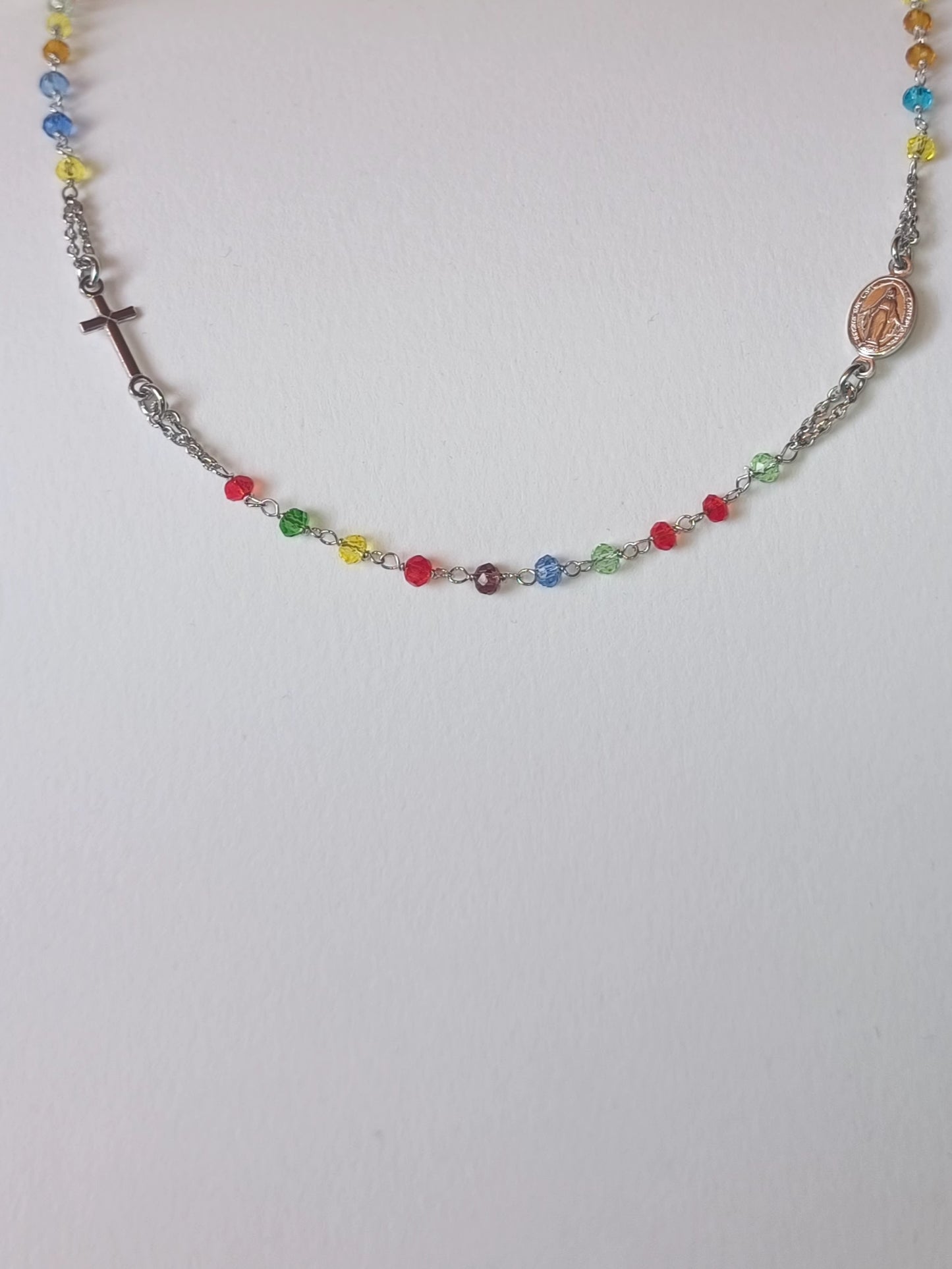 Collana Rosario color Spring in argento 925 .