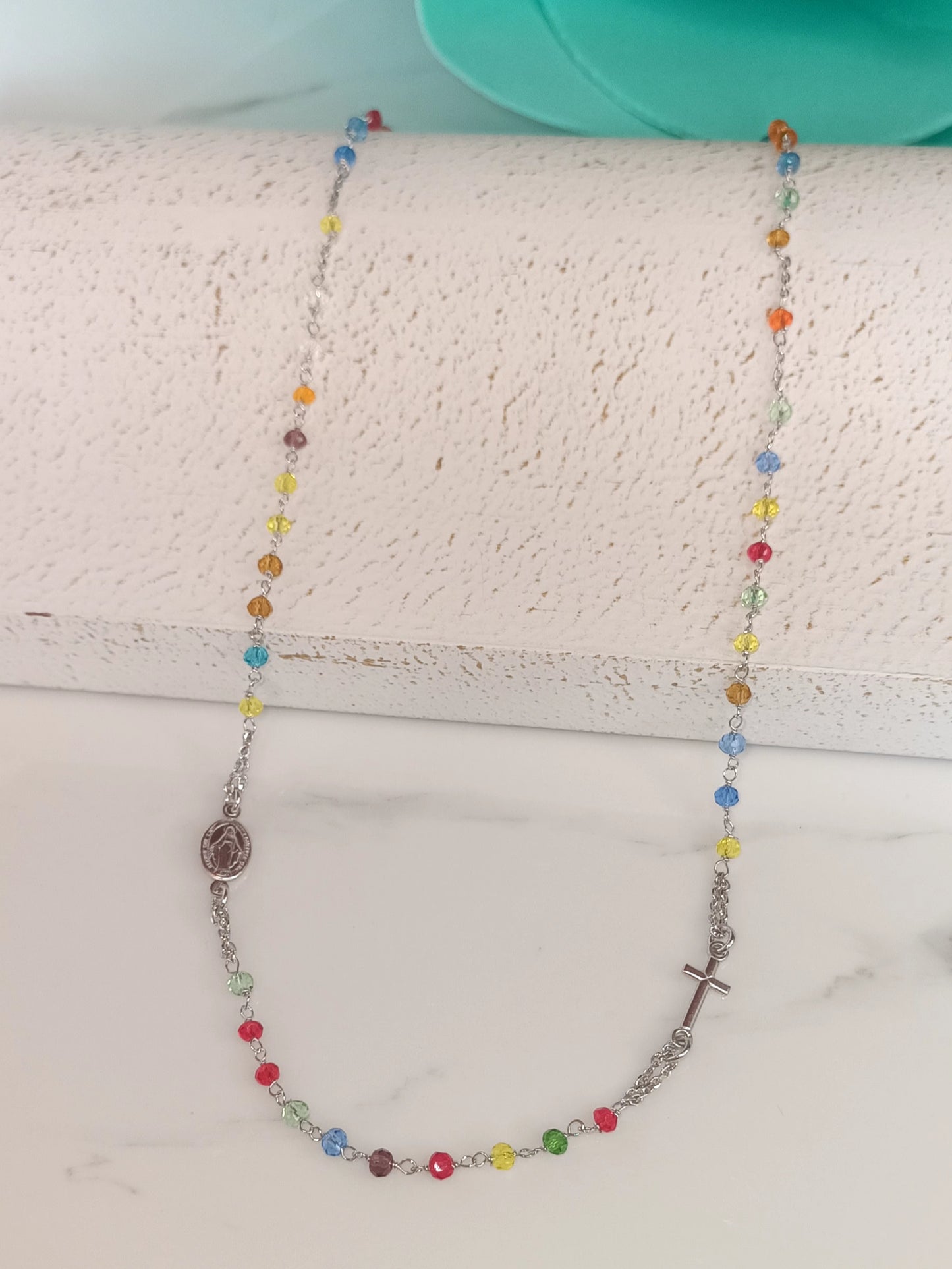 Collana Rosario color Spring in argento 925 .