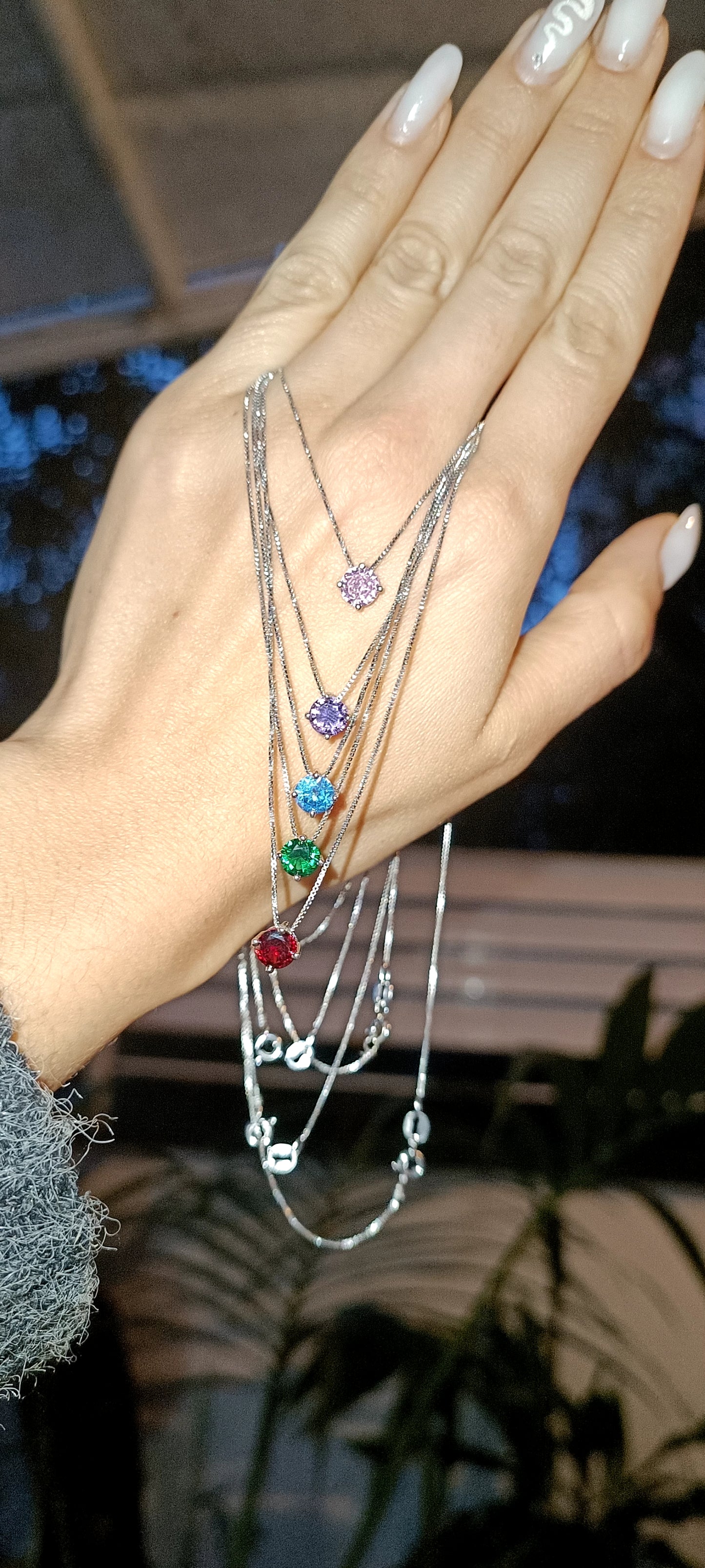 Collana punto luce blu un argento 925