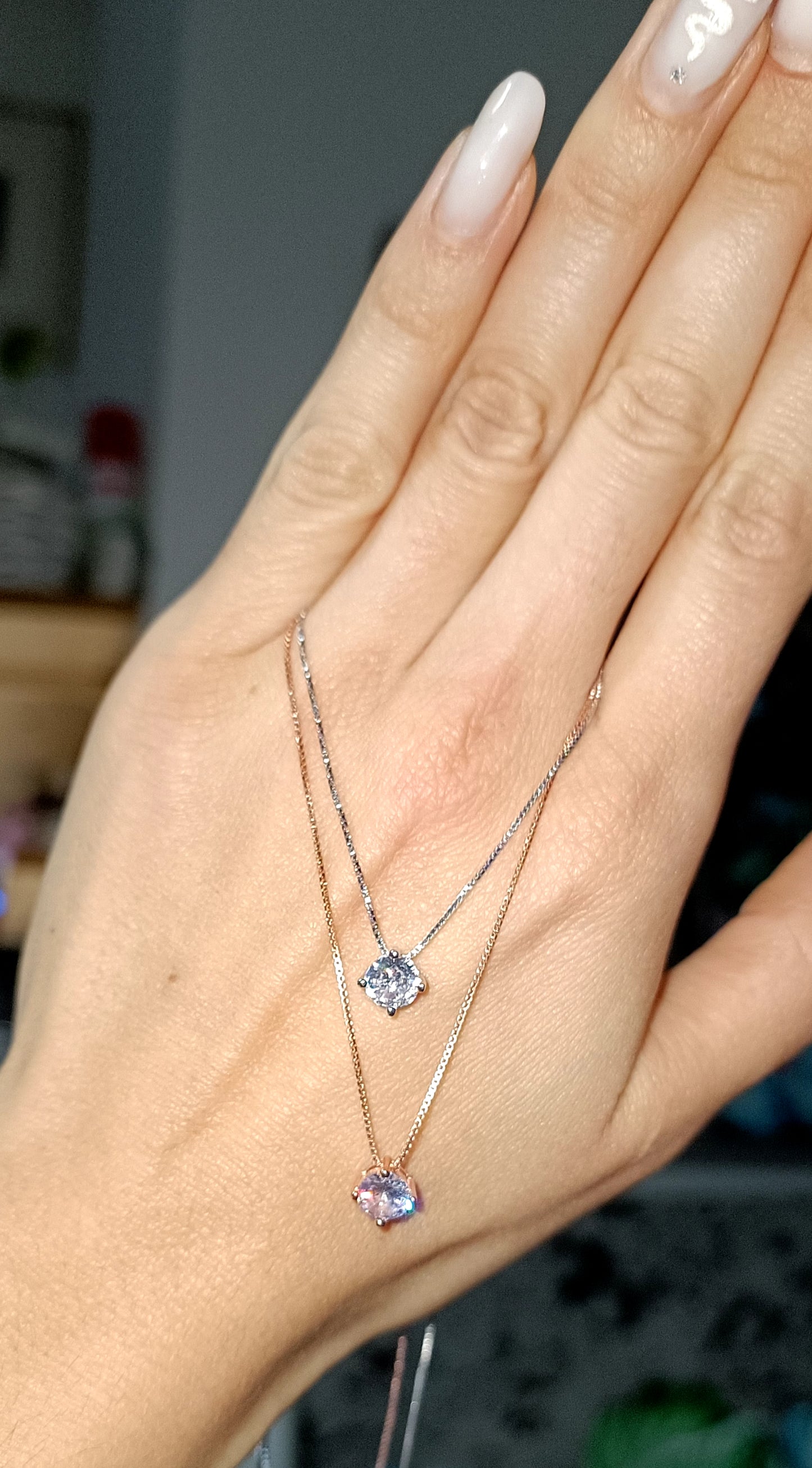 Collana punto luce argento 925 rodiato oro rosa