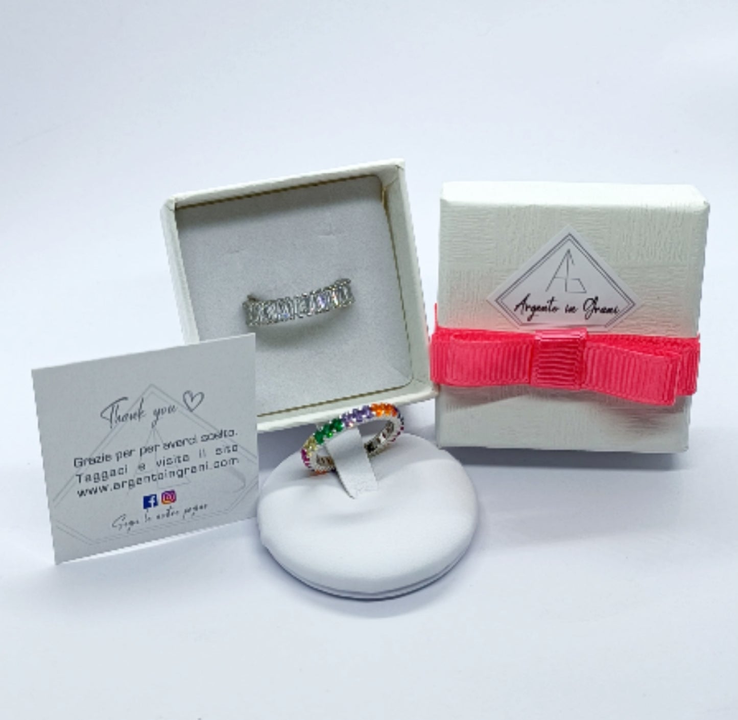 Anello Veretta Eternity Arcobaleno in argento 925 e zirconi