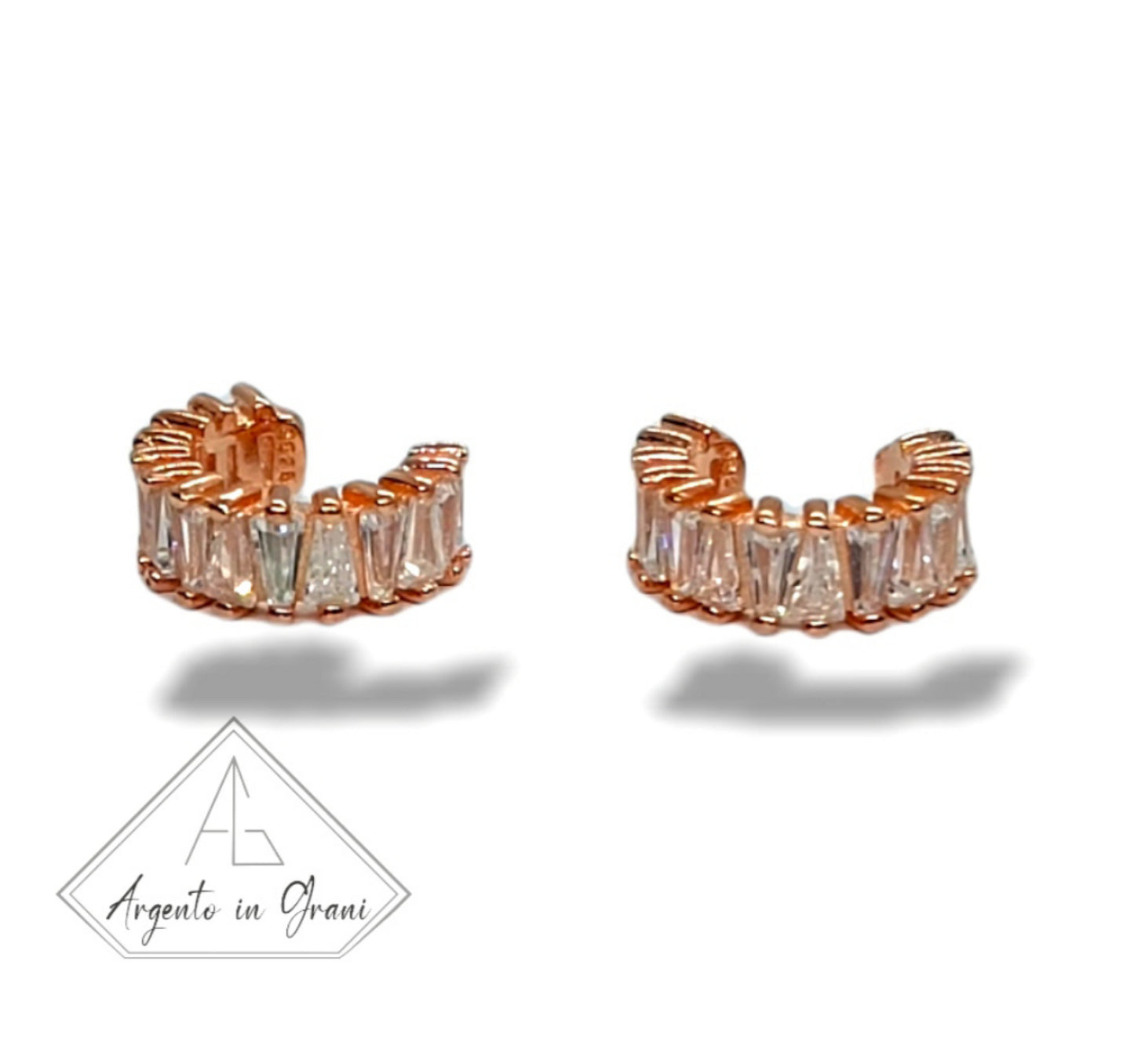 Ear cuff eternity trust in argento 925 e zirconi bagnato oro rosa