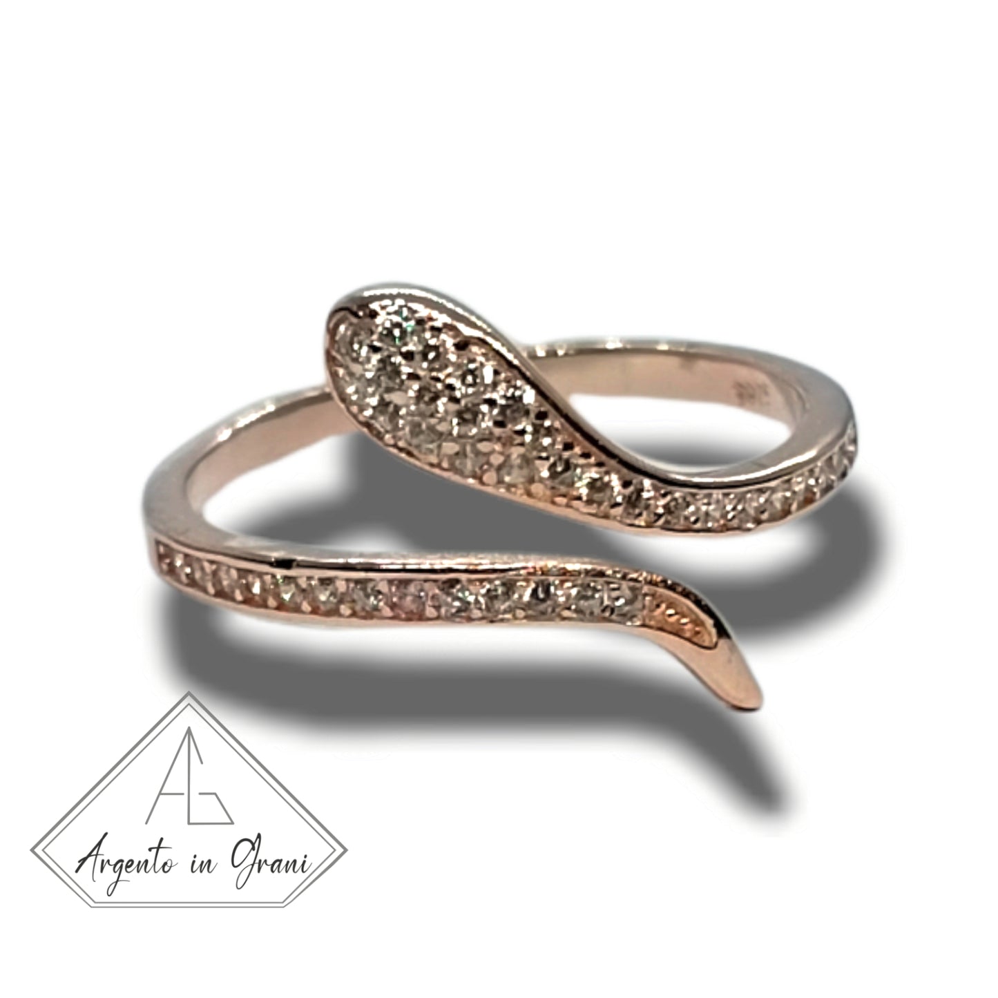 Anello Snake in argento 925 e zirconi Regolabile