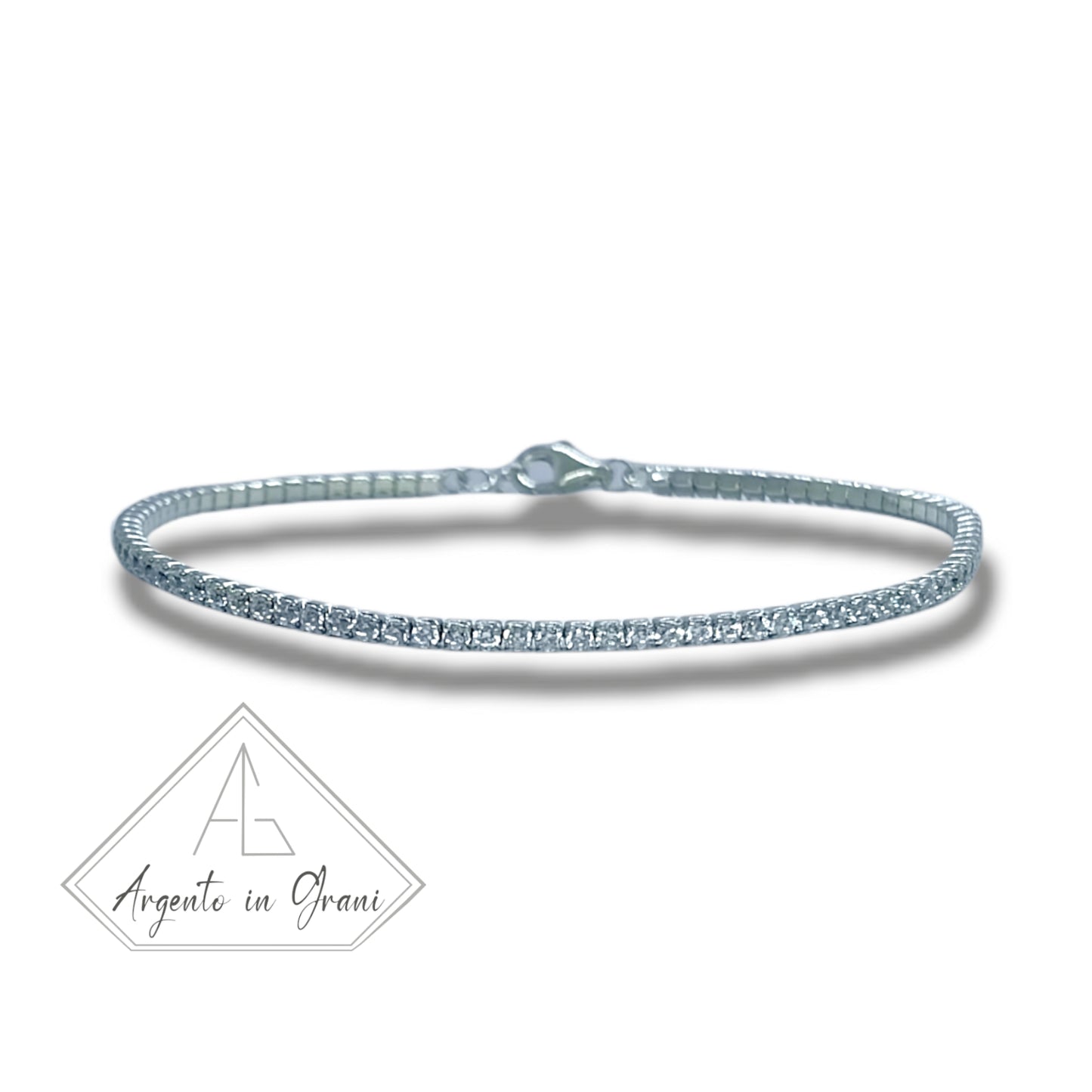 Bracciale Tennis regolabile 2mm in argento 925 e zirconi