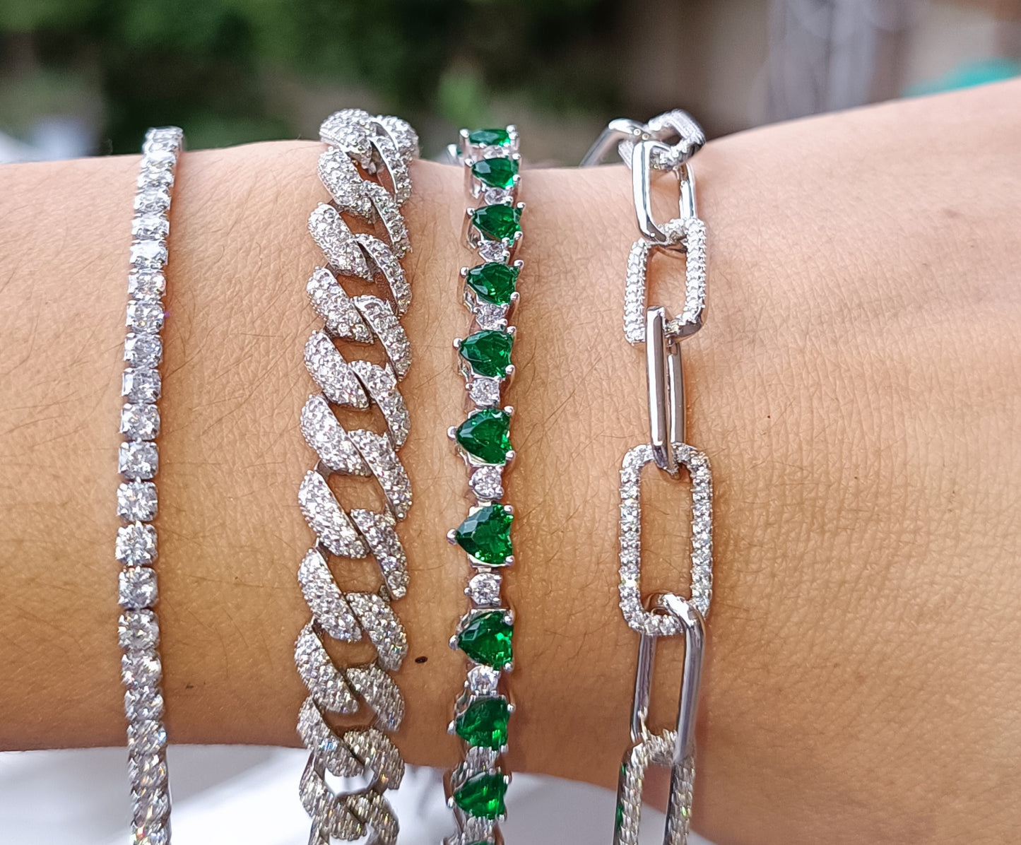 Bracciale Catena Square in argento 925 e zirconi Regolabile