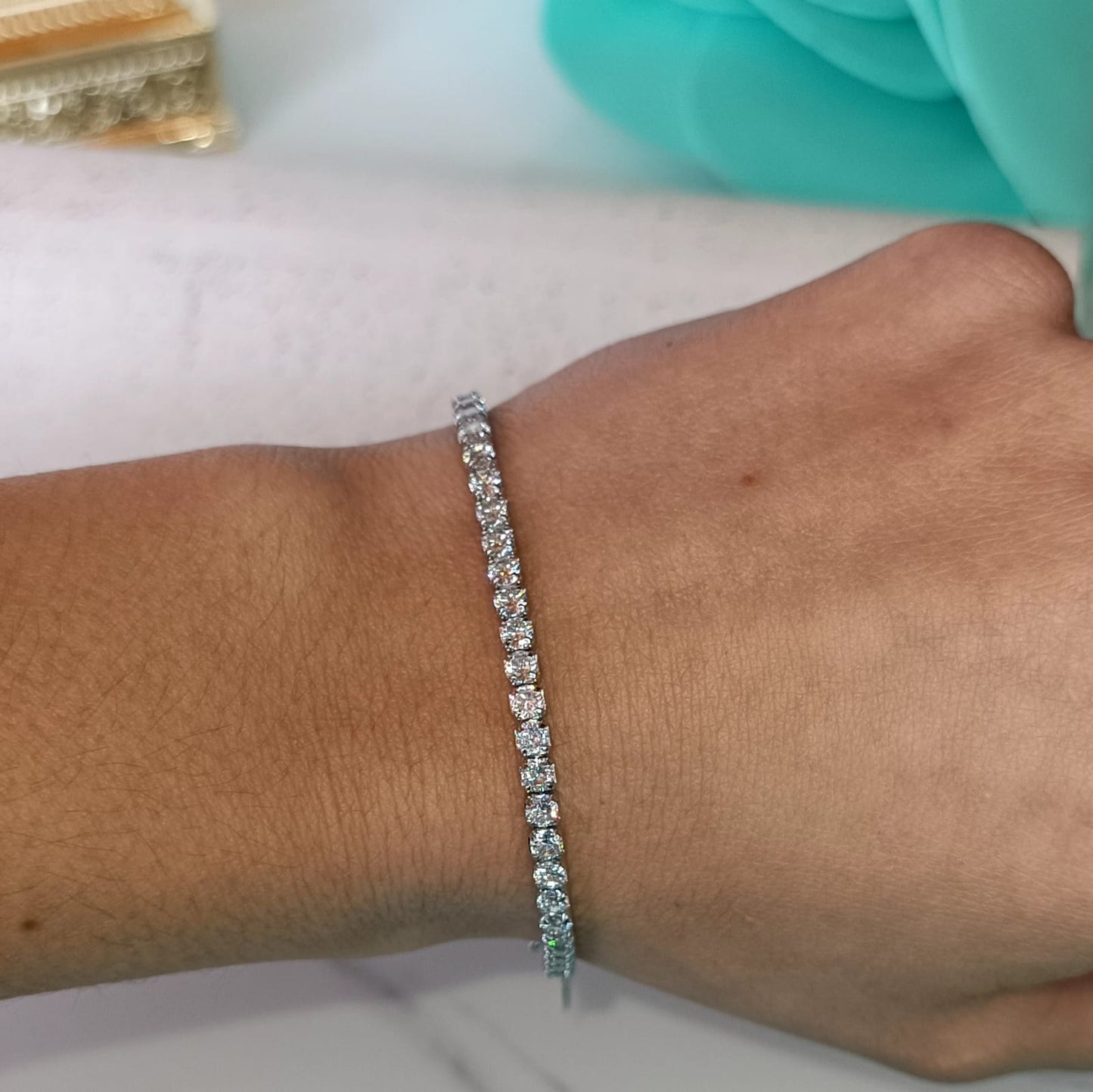 Bracciale tennis in argento 925 e zirconi extra white 3 mm con chiusura regolabile