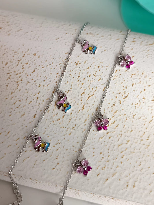 Bracciali bimba Unicorno e Farfalle in argento 925.