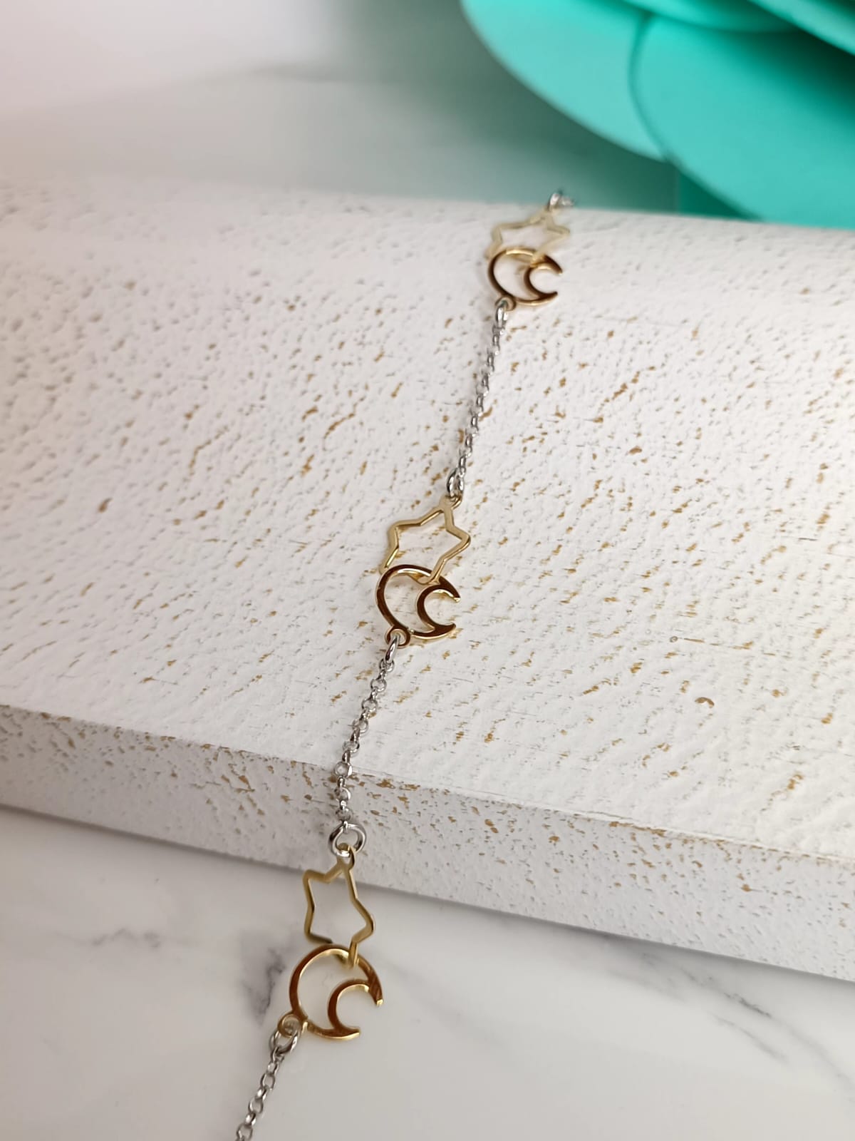 Bracciale amore stelle luna e desideri in argento 925 e placcato oro.