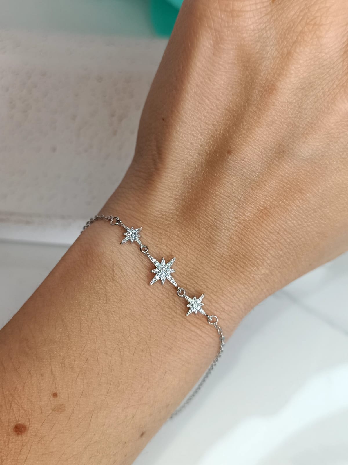 Bracciale elegance Stella Polare in argento 925 e zirconi extra withe lavorazione pavè.