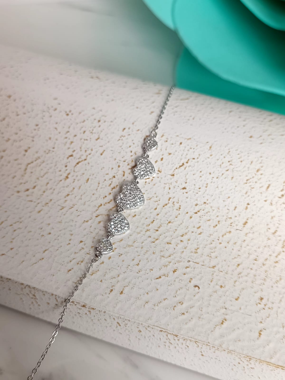 Bracciale elegance Stelle e Cuori in argento 925 e zirconi extra withe lavorazione pavè.