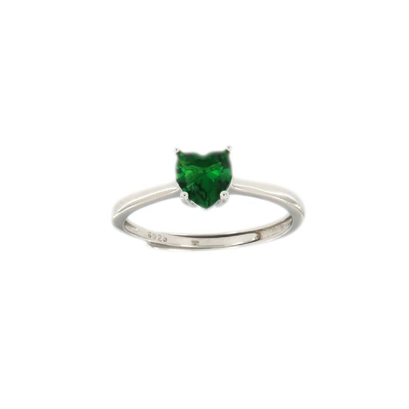 Anello Lovely cuore verde in argento 925 Regolabile