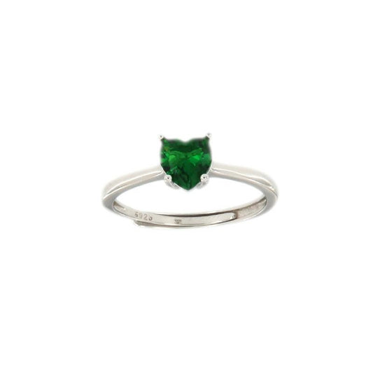 Anello Lovely cuore verde in argento 925 Regolabile