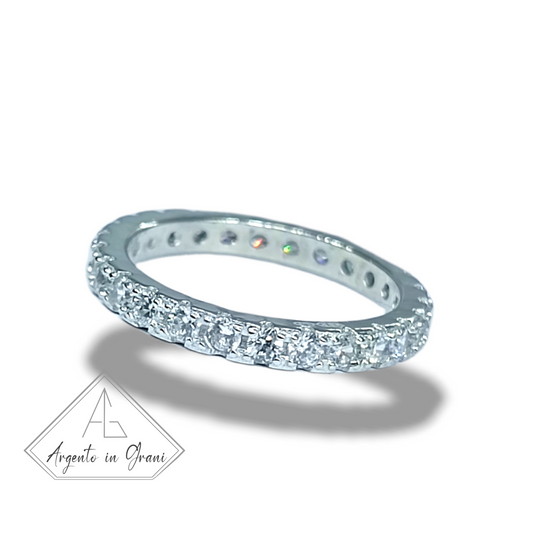 Anello Veretta Eternity 3 mm in argento 925 e zirconi