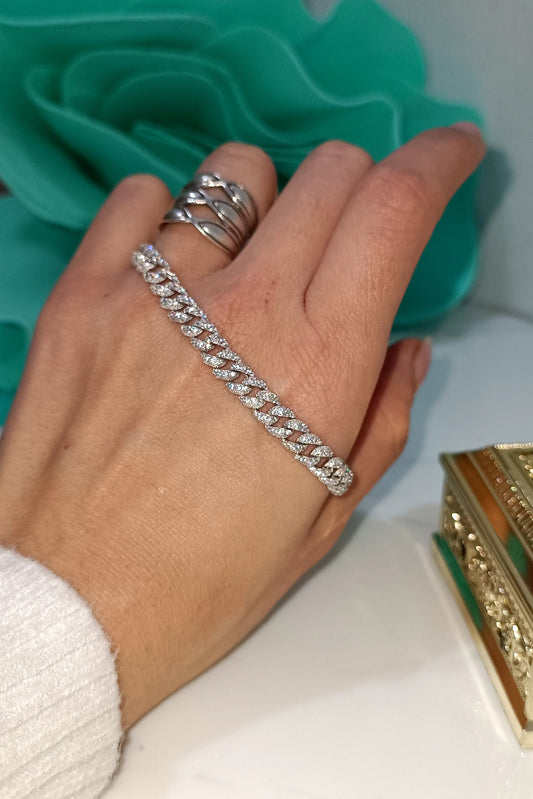Bracciale Grumetta pavé in argento 925 e zirconi.