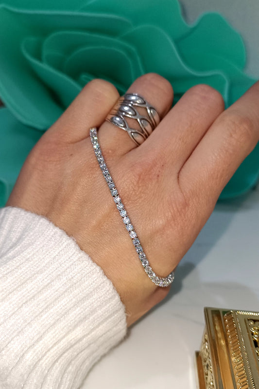 Bracciale tennis bianco in argento 925