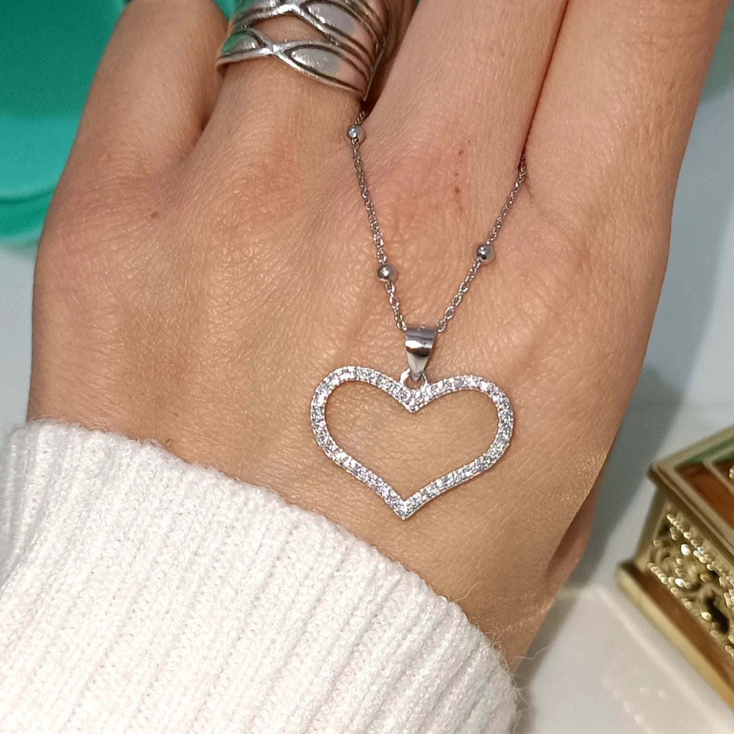 Collana " un amore cosi grande " con cuore in argento 925.