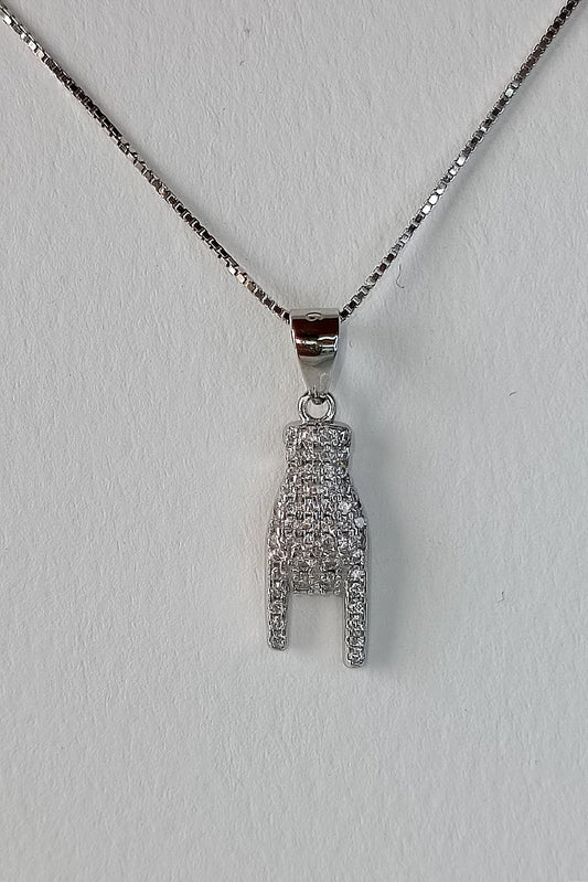 Collana manina scaramantica in argento 925  lavorazione pavé