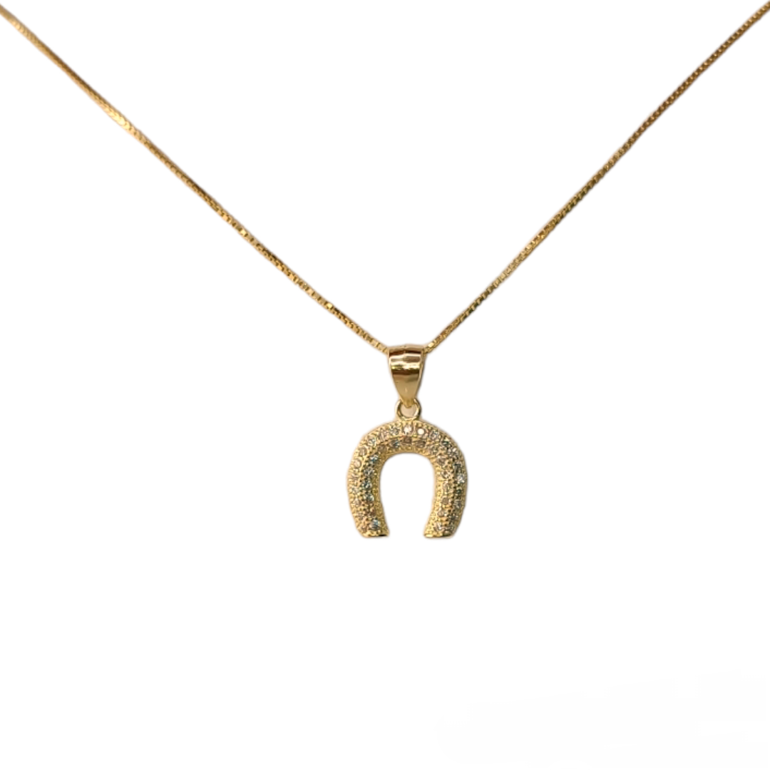 Horseshoe bombe' necklace in gold plated 925 silver and pavé workmanship.