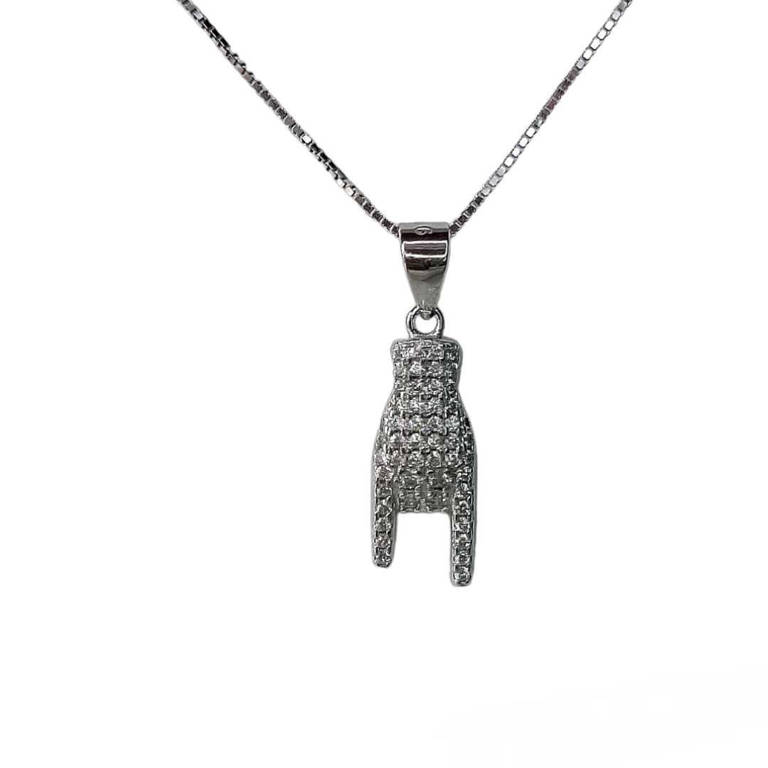 Abergläubische Handkette aus 925er Silberpavé