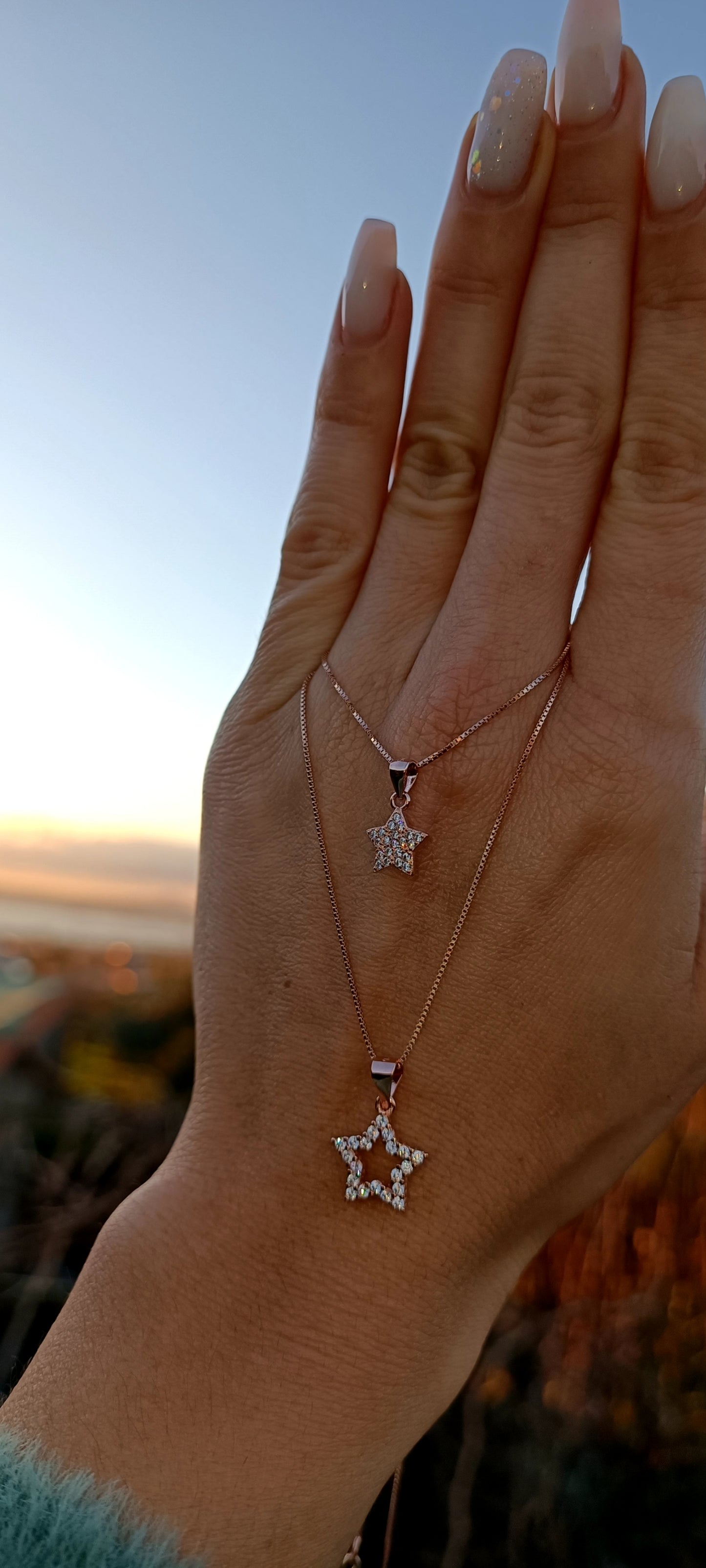Collana Stella dei desideri mum in argento 925 e zirconi  rodiata oro rosa