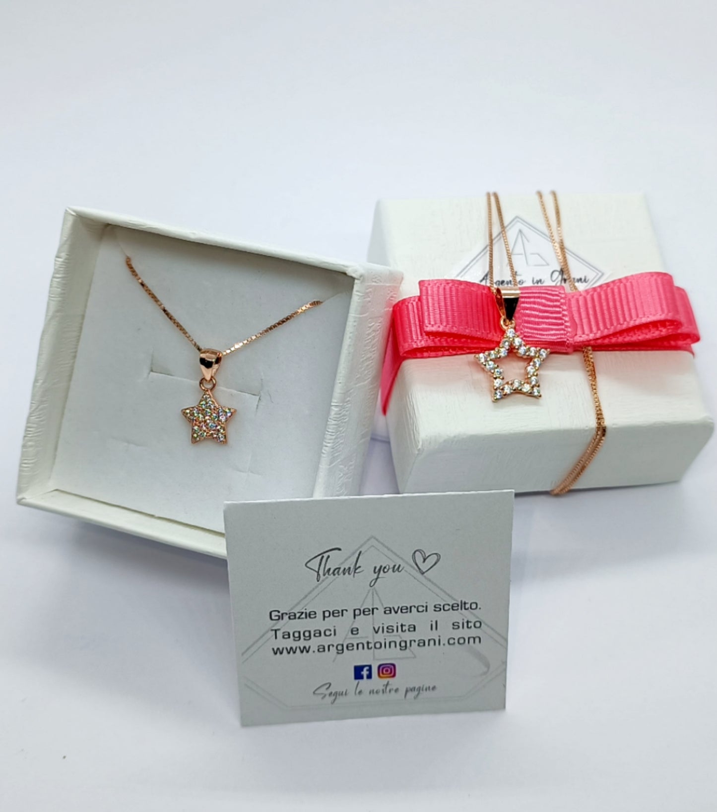 Collana Stella dei desideri mum in argento 925 e zirconi  rodiata oro rosa