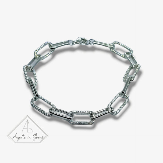 Bracciale Catena Square in argento 925 e zirconi Regolabile