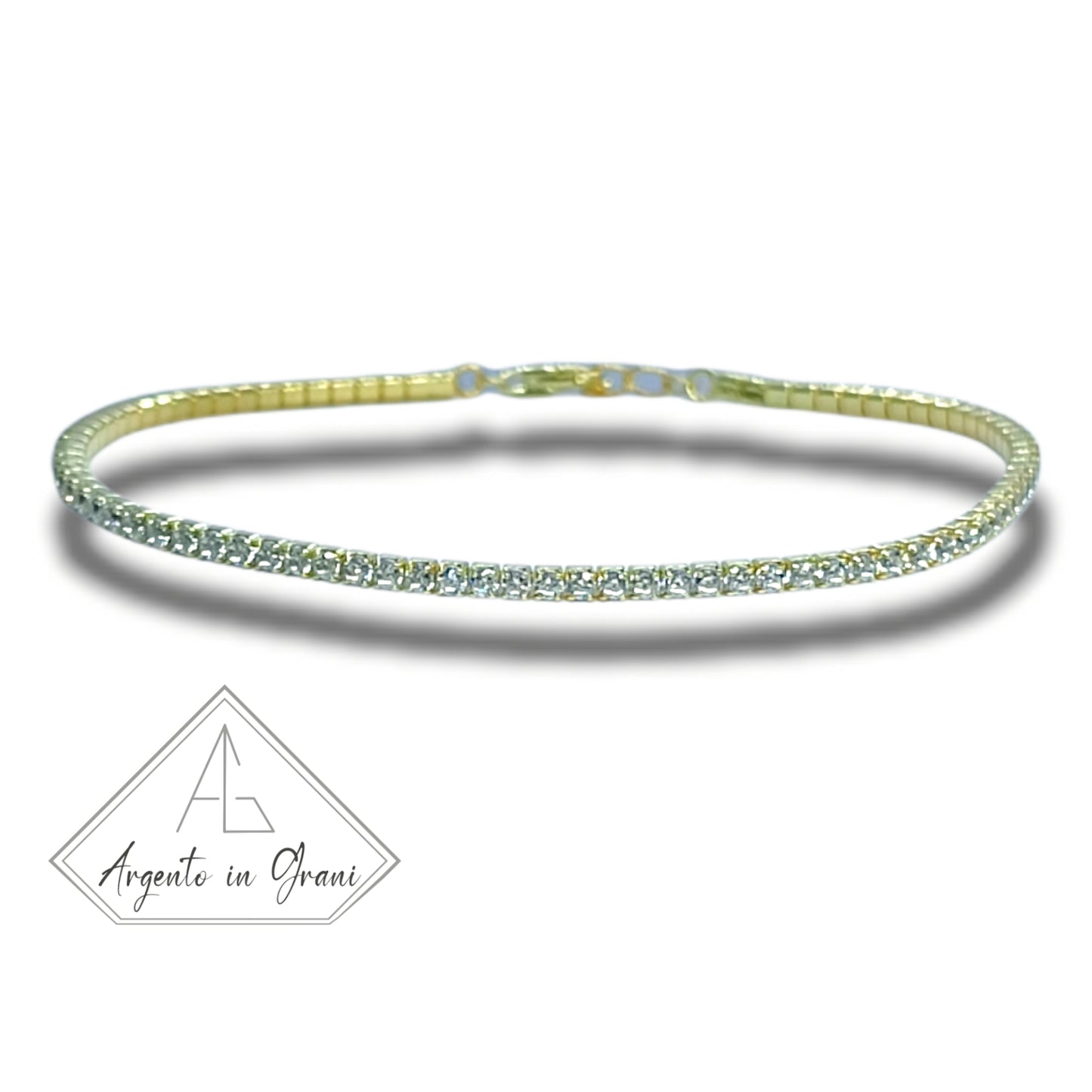 2mm adjustable tennis bracelet in 925 silver and zircons